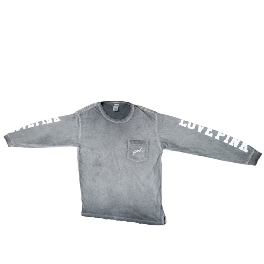 Victoria's Secret PINK Gray Long Sleeve Tee - Women's Size Large